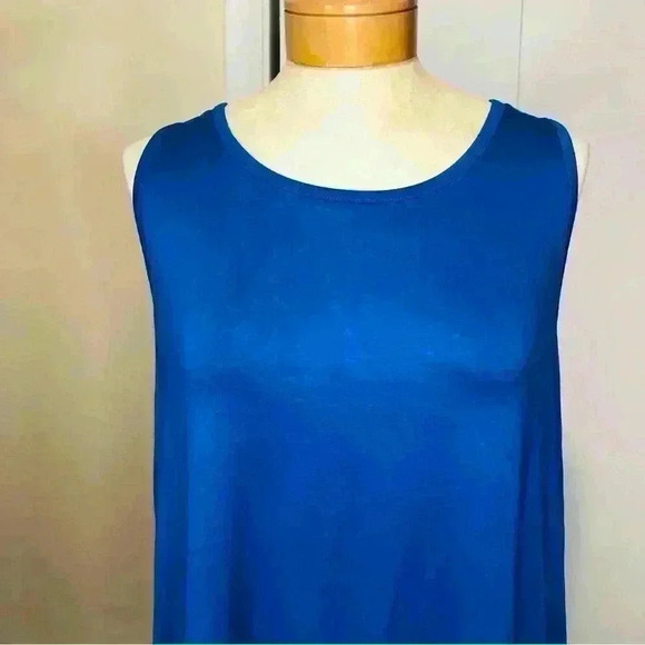 Lemon Tree Women Large Royal Blue Hi low Tank Top Soft Stretch Back Faux Wrap - Picture 2 of 11